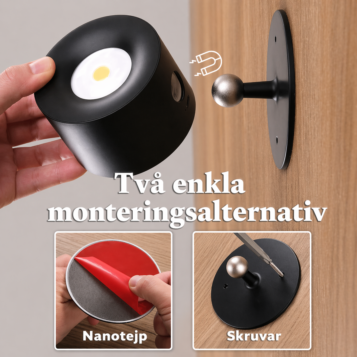 Vailao™ 360° Vägglampa – Trådlös & Dimbar